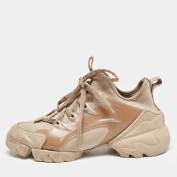 Dior Beige Neoprene and Rubber D-Connect Low Top Sneakers Size 35
