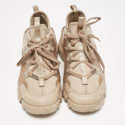Dior Beige Neoprene and Rubber D-Connect Low Top Sneakers Size 35