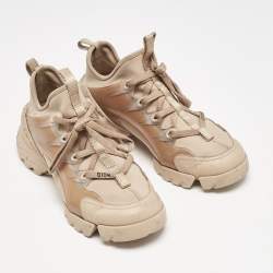 Dior Beige Neoprene and Rubber D-Connect Low Top Sneakers Size 35
