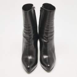 Dior Black Leather Zipped Ankle Length Boots Size 36