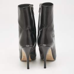 Dior Black Leather Zipped Ankle Length Boots Size 36