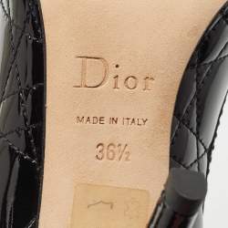 Dior Black Cannage Patent Leather Bow Peep Toe Pumps Size 36.5