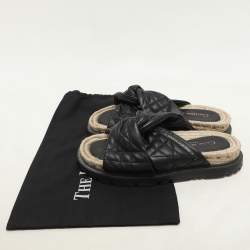 Dior Black Cannage Leather D-Twist Espadrille Slides Size 37