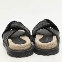 Dior Black Cannage Leather D-Twist Espadrille Slides Size 37