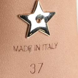 Pre Owned Dior Metallic Beige Canvas Crystals Embellished Dway Ankle Strap Heeled Sandals Size 37