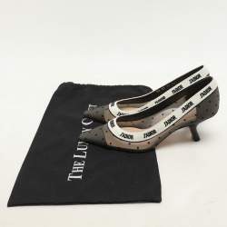 Pre Owned Dior Black/White Polka Dot Mesh and Fabric J'Adior Pumps Size 36.5