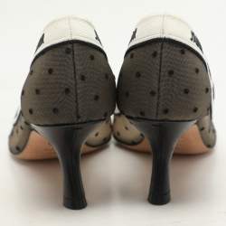 Pre Owned Dior Black/White Polka Dot Mesh and Fabric J'Adior Pumps Size 36.5