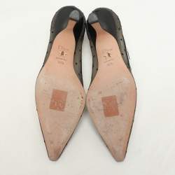 Pre Owned Dior Black/White Polka Dot Mesh and Fabric J'Adior Pumps Size 36.5