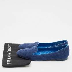 Dior Navy Blue Suede Cannage Smoking Slippers Size 40
