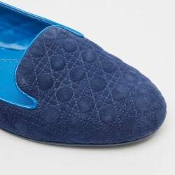 Dior Navy Blue Suede Cannage Smoking Slippers Size 40