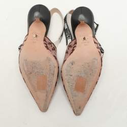 Dior Brown/Pink Floral Jacquard J'Adior Slingback Pumps Size 36.5