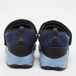 Dior Navy Blue Mesh and Nylon Fusion Floral Embellished Slip On Sneakers Size 37