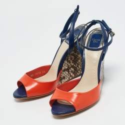 Dior Multicolor Python and Leather Wedge Sandals Size 36