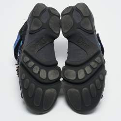 Dior Black/Blue Neoprene and Mesh Embellished Fusion Sneakers Size 39