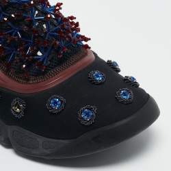 Dior Black/Blue Neoprene and Mesh Embellished Fusion Sneakers Size 39