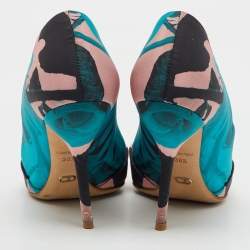 Dior Multicolor Floral Print Fabric Decli Defile Pointed Toe Pumps Size 36.5