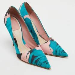 Dior Multicolor Floral Print Fabric Decli Defile Pointed Toe Pumps Size 36.5