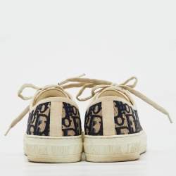 Pre Owned Dior Navy Blue/White Oblique Canvas Walk'n'Dior Low Top Sneakers Size 37