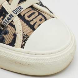 Pre Owned Dior Navy Blue/White Oblique Canvas Walk'n'Dior Low Top Sneakers Size 37