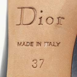 Dior Blue Patent and Leather Bow Chain Detail Pumps Size 37