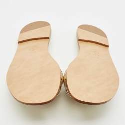 Dior Gold Micro Cannage Leather D-Lane Flat Slide Sandals Size 39