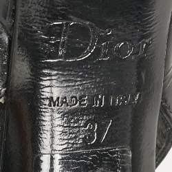 Pre Owned Dior Black Patent Leather Cannage Bow Detail 'Butterfly' Slingback Pumps Size 37