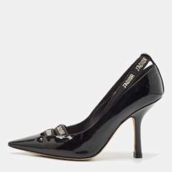 Dior Black Patent Leather J'adior Ribbon Pointed Toe Pumps Size 36.5