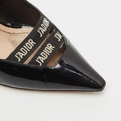 Dior Black Patent Leather J'adior Ribbon Pointed Toe Pumps Size 36.5