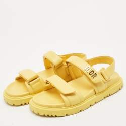 Pre Owned Dior Yellow Leather DiorAct Flat Sandals Size 39