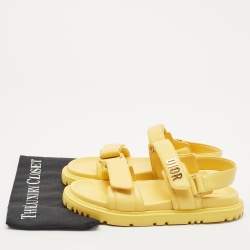 Pre Owned Dior Yellow Leather DiorAct Flat Sandals Size 39