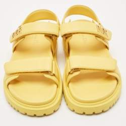 Pre Owned Dior Yellow Leather DiorAct Flat Sandals Size 39