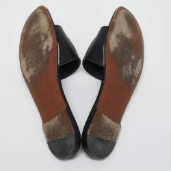 Pre Owned Dior Black Leather D Club Flat Slide Sandals Size 37.5