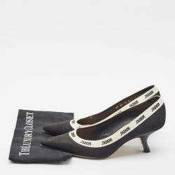 Dior Black Technical Fabric J'Adior Embroidered Pointed Toe Pumps Size 41