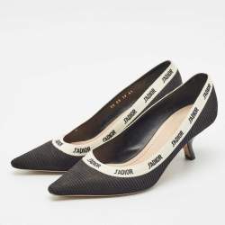 Dior Black Technical Fabric J'Adior Embroidered Pointed Toe Pumps Size 41