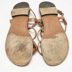Dior Brown Leather J'adior Criss Cross Strappy Flat Sandals Size 40.5