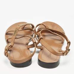 Dior Brown Leather J'adior Criss Cross Strappy Flat Sandals Size 40.5