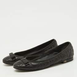 Dior Black Cannage Leather My Bow Ballet Flats Size 39