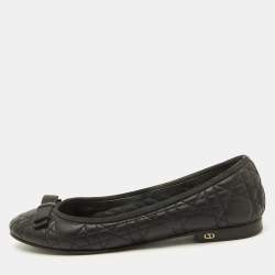 Dior Black Cannage Leather My Bow Ballet Flats Size 39