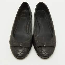 Dior Black Cannage Leather My Bow Ballet Flats Size 39