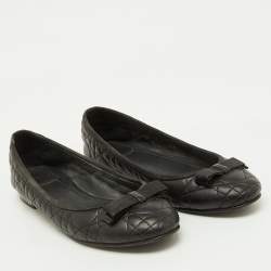 Dior Black Cannage Leather My Bow Ballet Flats Size 39