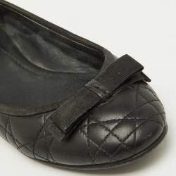 Dior Black Cannage Leather My Bow Ballet Flats Size 39