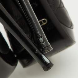 Dior Black Cannage Leather Bow Peep Toe Platform Pumps Size 37.5