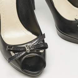Pre Owned Dior Black Leather Dandy Peep Toe Pumps Size 38