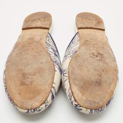 Dior Blue/Beige Embroidered Canvas Toile De Jouy Flat Mules Size 39.5