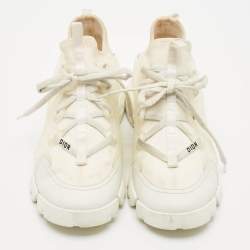 Dior White Fabric and PVC Mesh D-Connect Sneakers Size 39