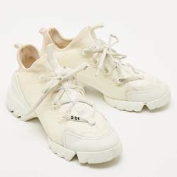 Dior White Fabric and PVC Mesh D-Connect Sneakers Size 39