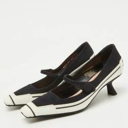 Dior Black/White Fabric and Rubber D-motion Mary Jane Pumps Size 36