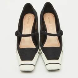 Dior Black/White Fabric and Rubber D-motion Mary Jane Pumps Size 36