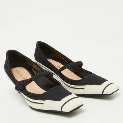 Dior Black/White Fabric and Rubber D-motion Mary Jane Pumps Size 36