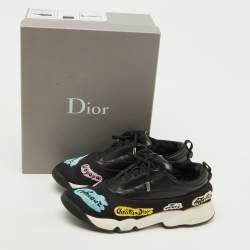 Dior Black Leather and Mesh Fusion Lace Up Sneakers Size 39.5